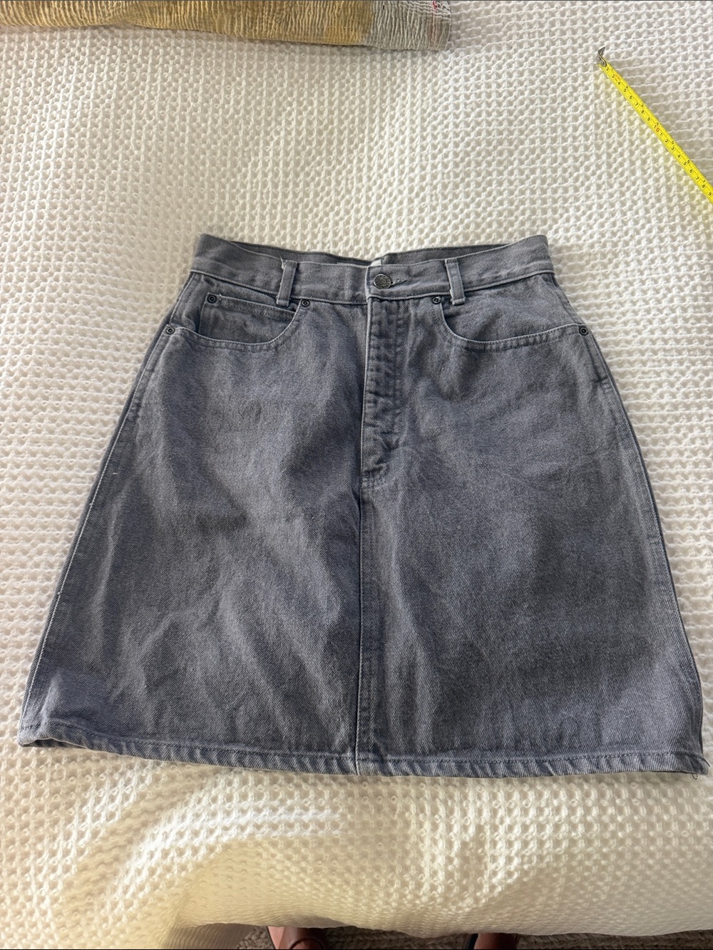 Calvin Klein Gray Washed Denim A-Line Skirt